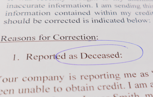 mistakenly reported as deceased dispute circled